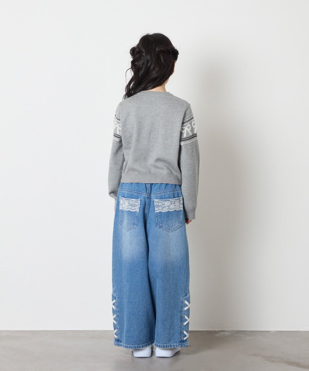 KJFAD03039 a.v.v KIDS(アー・ヴェ・ヴェ) [120-160]ノルディックニット グレー