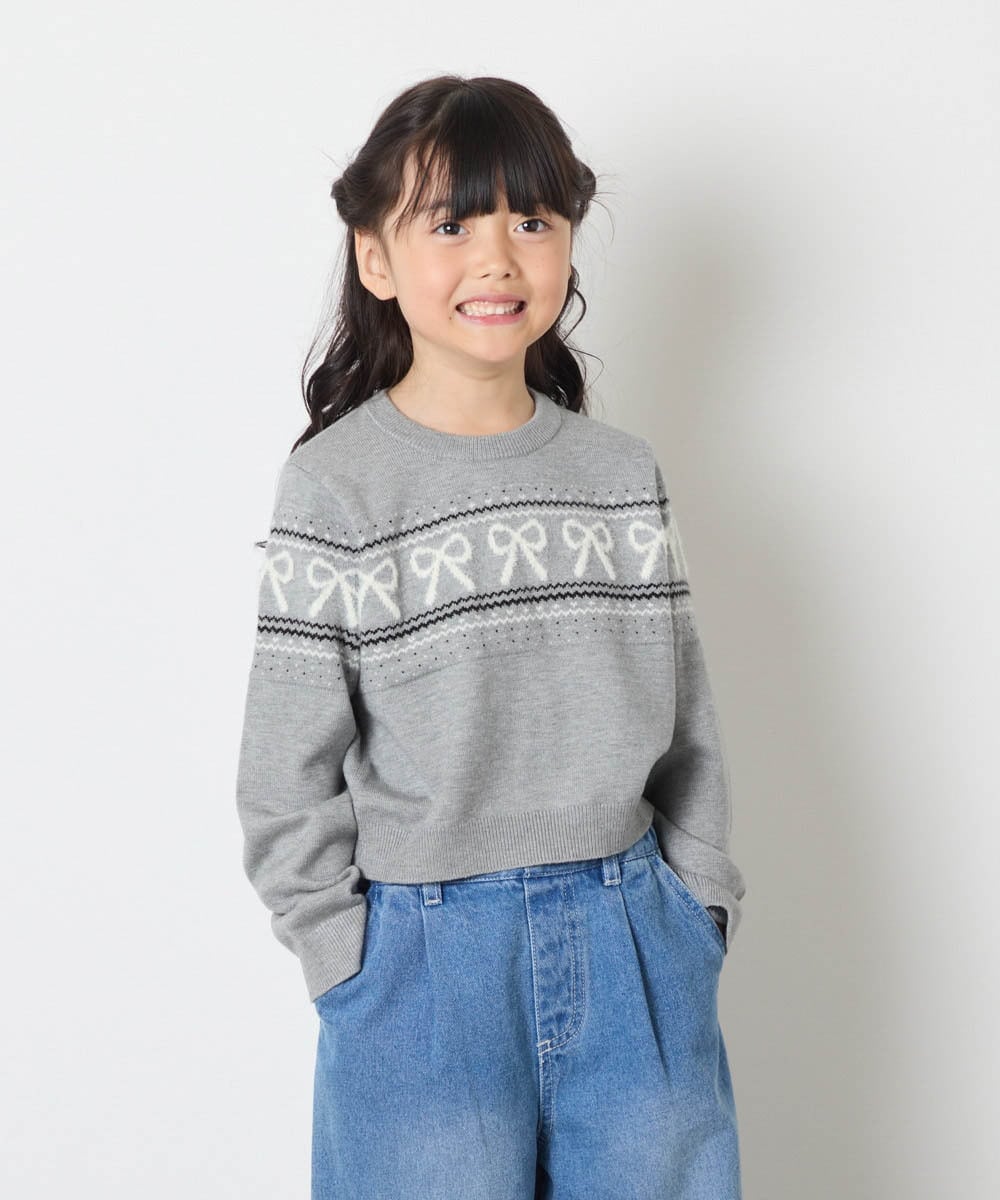 KJFAD03039 a.v.v KIDS(アー・ヴェ・ヴェ) [120-160]ノルディックニット グレー