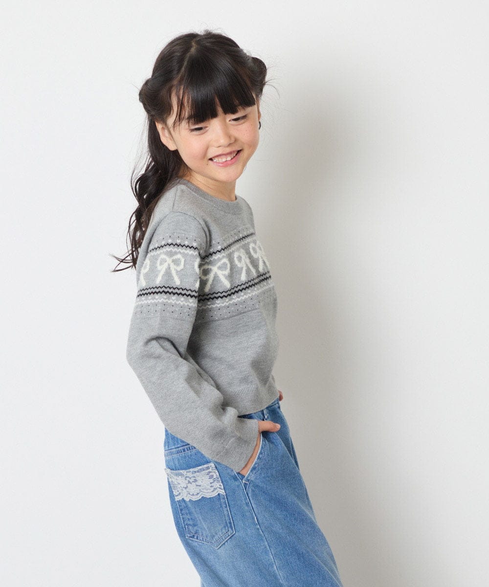 KJFAD03039 a.v.v KIDS(アー・ヴェ・ヴェ) [120-160]ノルディックニット グレー