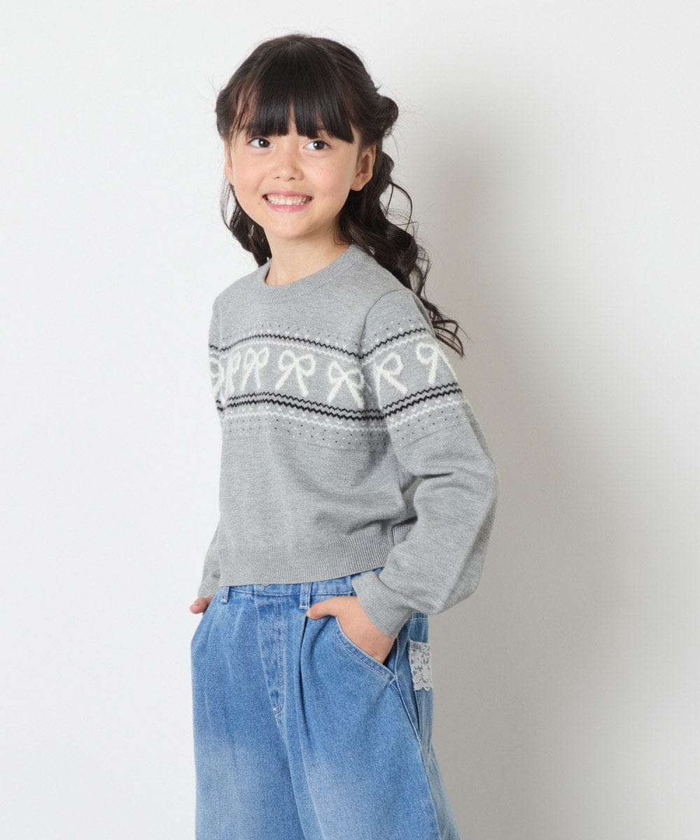 KJFAD03039 a.v.v KIDS(アー・ヴェ・ヴェ) [120-160]ノルディックニット グレー