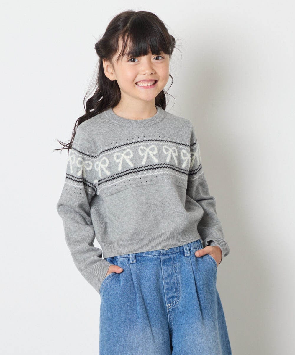 KJFAD03039 a.v.v KIDS(アー・ヴェ・ヴェ) [120-160]ノルディックニット グレー