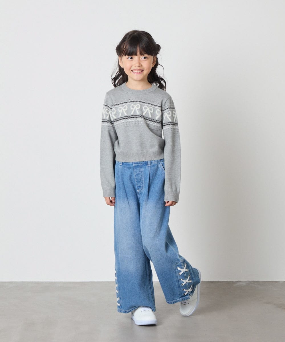 KJFAD03039 a.v.v KIDS(アー・ヴェ・ヴェ) [120-160]ノルディックニット グレー