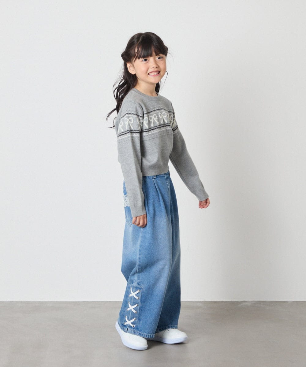 KJFAD03039 a.v.v KIDS(アー・ヴェ・ヴェ) [120-160]ノルディックニット グレー
