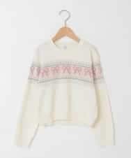 KJFAD03039 a.v.v KIDS(アー・ヴェ・ヴェ) [120-160]【おうちで洗える】ふわもちノルディックニット アイボリー