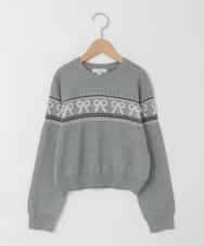 KJFAD03039 a.v.v KIDS(アー・ヴェ・ヴェ) [120-160]【おうちで洗える】ふわもちノルディックニット グレー