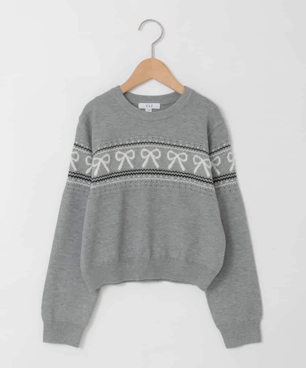 KJFAD03039 a.v.v KIDS(アー・ヴェ・ヴェ) [120-160]【おうちで洗える】ふわもちノルディックニット グレー