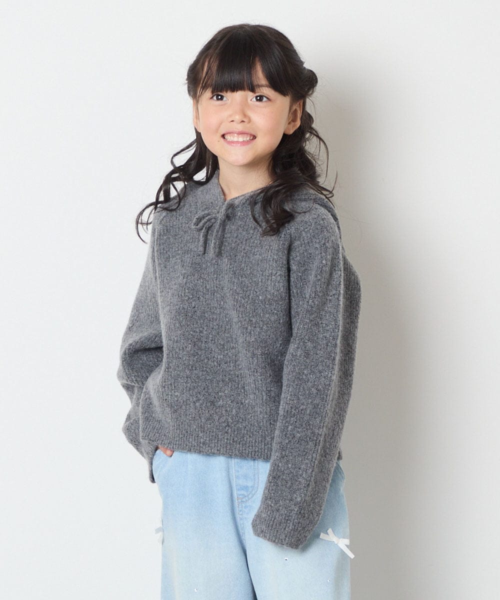 KJFAD04039 a.v.v KIDS(アー・ヴェ・ヴェ) [120-160]ニットパーカー ピンク