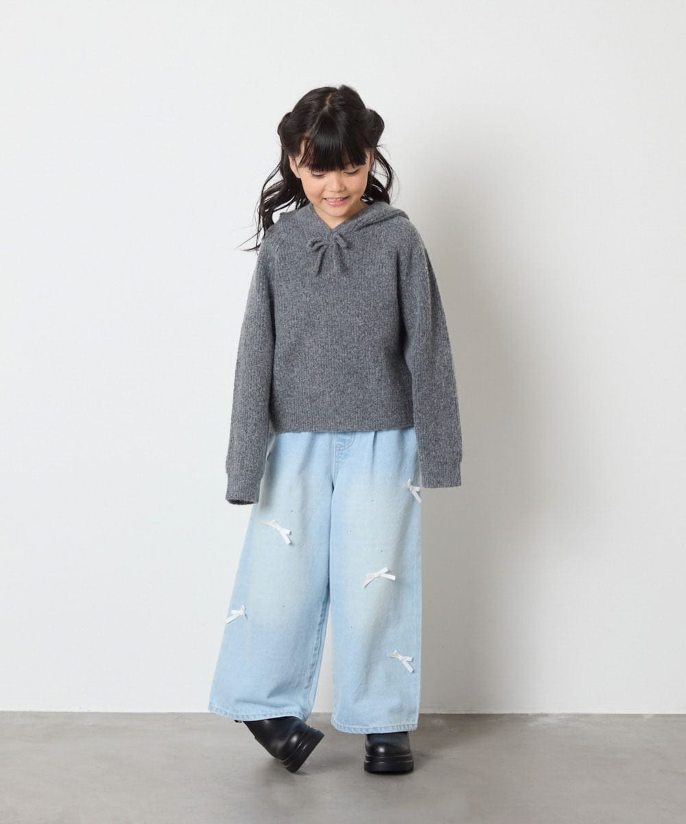 KJFAD04039 a.v.v KIDS(アー・ヴェ・ヴェ) [120-160]ニットパーカー ピンク