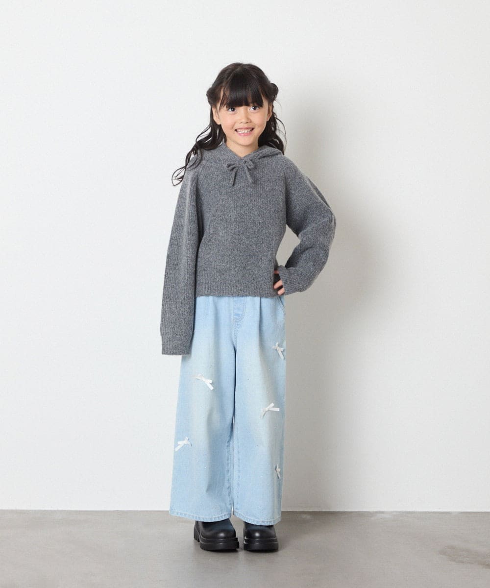 KJFAD04039 a.v.v KIDS(アー・ヴェ・ヴェ) [120-160]ニットパーカー ピンク