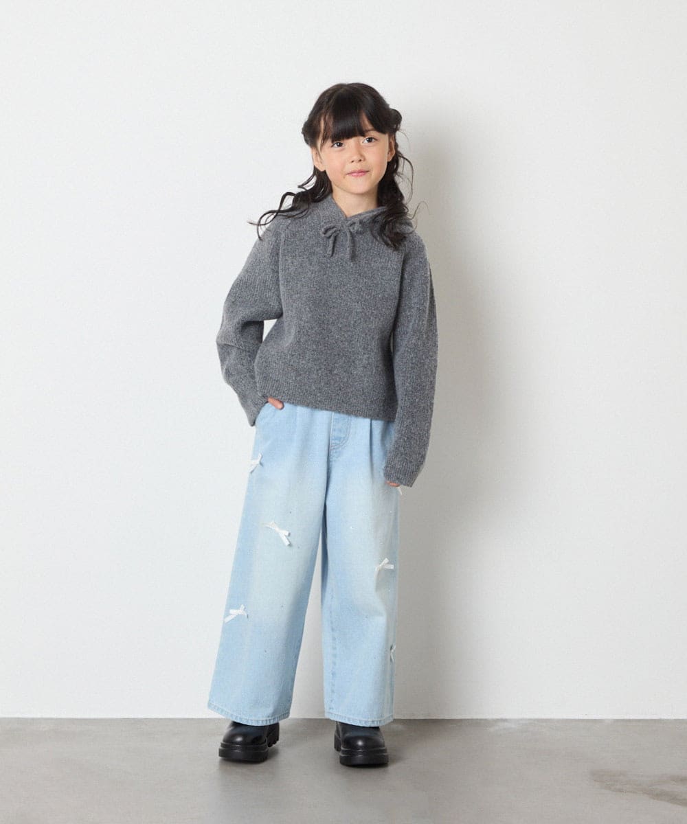 KJFAD04039 a.v.v KIDS(アー・ヴェ・ヴェ) [120-160]ニットパーカー ピンク