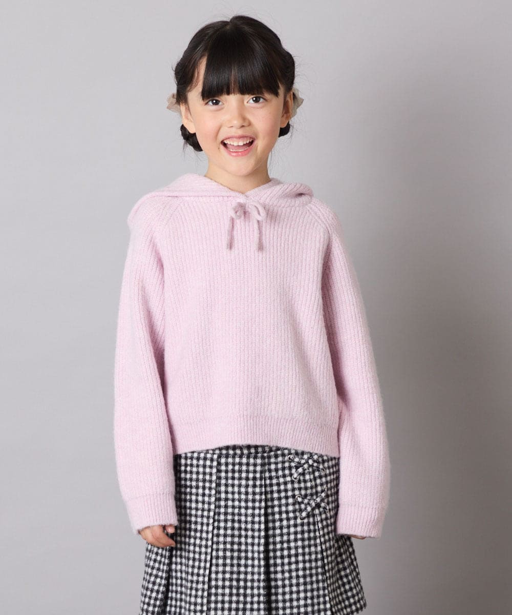 KJFAD04039 a.v.v KIDS(アー・ヴェ・ヴェ) [120-160]ニットパーカー ピンク