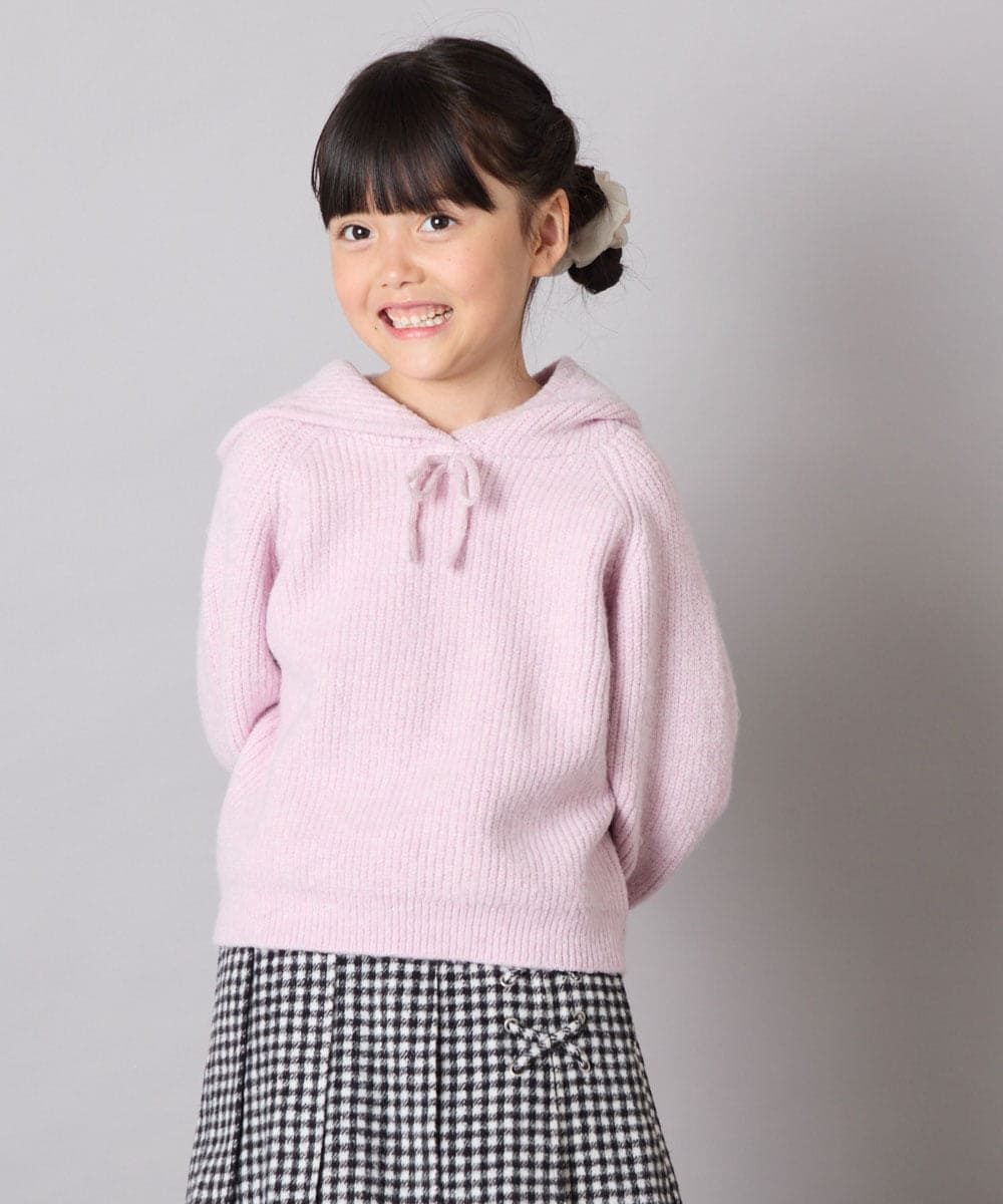 KJFAD04039 a.v.v KIDS(アー・ヴェ・ヴェ) [120-160]ニットパーカー ピンク