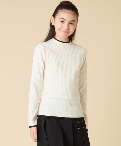 KJFAD41029 a.v.v KIDS [130-160]配色プチハイリブニット