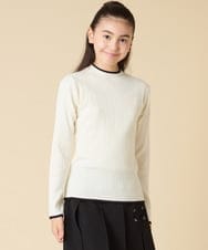 KJFAD41029 a.v.v KIDS(アー・ヴェ・ヴェ) [130-160]配色プチハイリブニット アイボリー