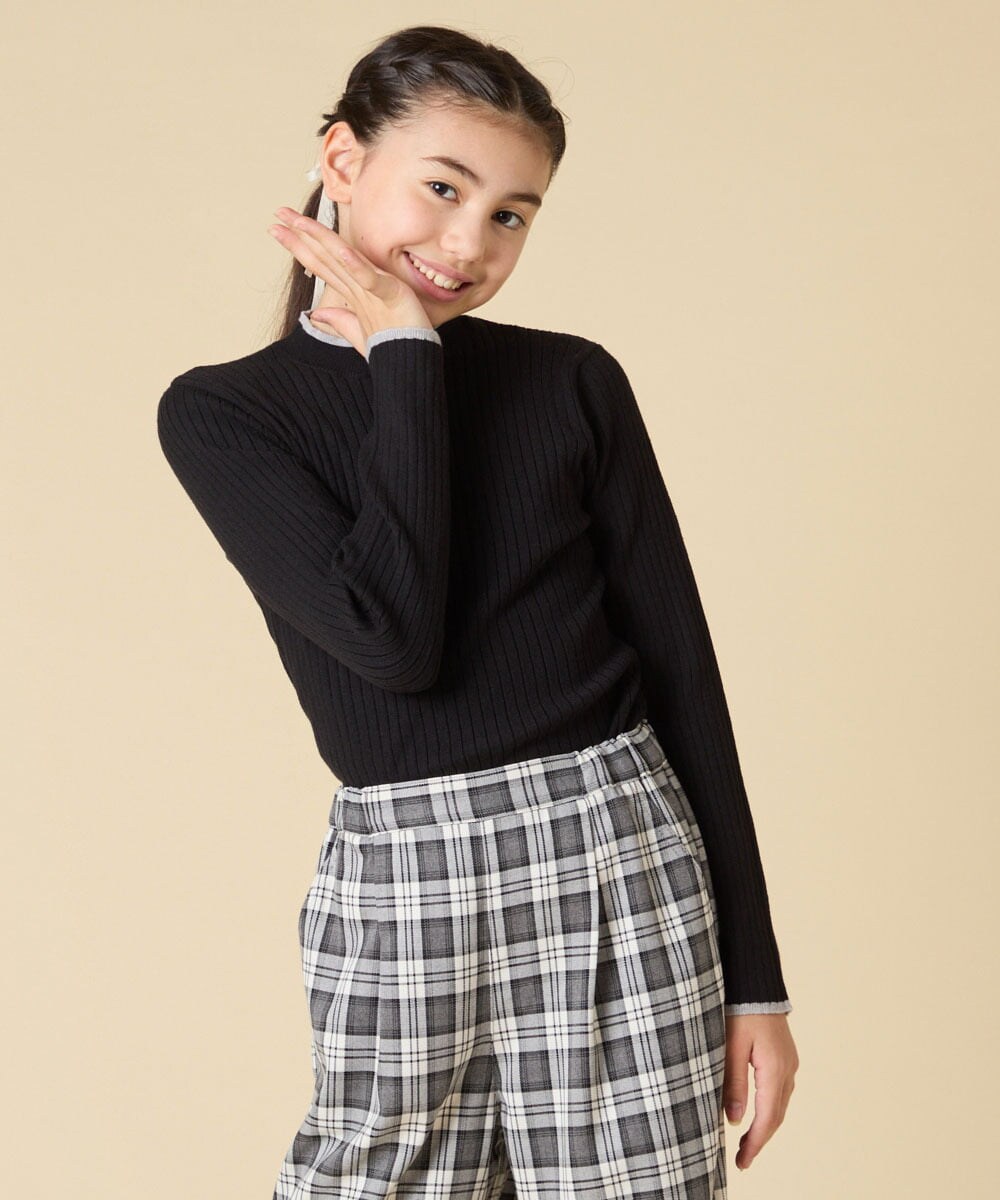 KJFAD41029 a.v.v KIDS(アー・ヴェ・ヴェ) [130-160]配色プチハイリブニット アイボリー