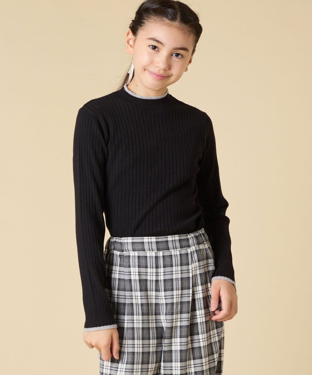 KJFAD41029 a.v.v KIDS(アー・ヴェ・ヴェ) [130-160]配色プチハイリブニット アイボリー