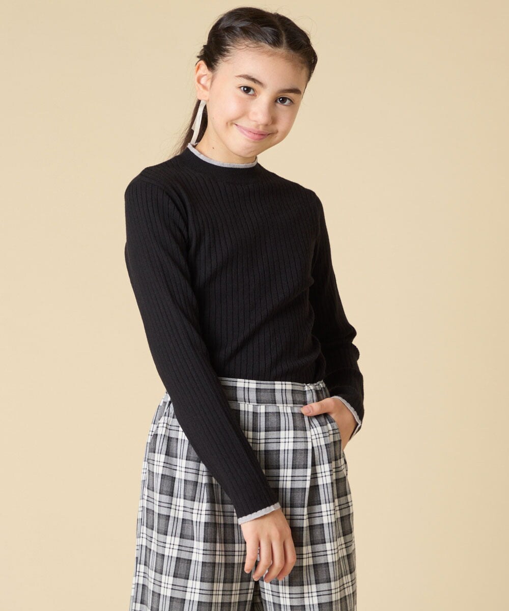 KJFAD41029 a.v.v KIDS(アー・ヴェ・ヴェ) [130-160]配色プチハイリブニット アイボリー