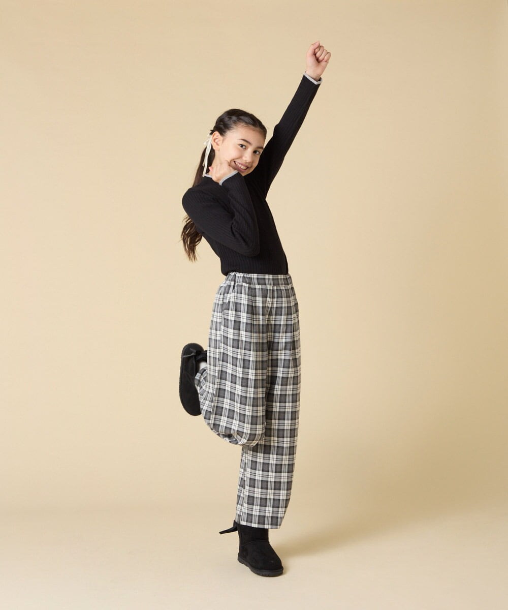 KJFAD41029 a.v.v KIDS(アー・ヴェ・ヴェ) [130-160]配色プチハイリブニット アイボリー