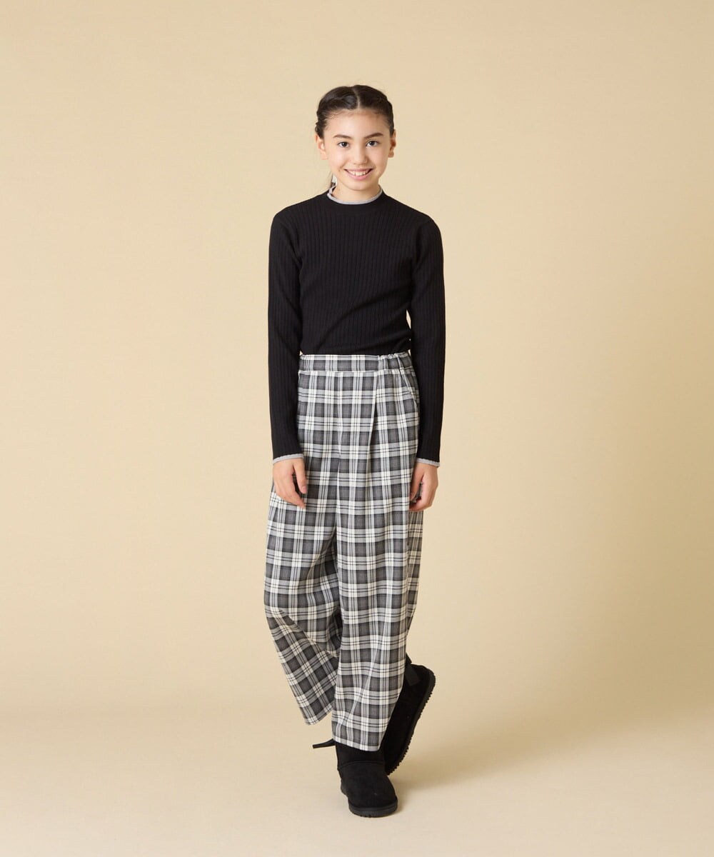 KJFAD41029 a.v.v KIDS(アー・ヴェ・ヴェ) [130-160]配色プチハイリブニット アイボリー