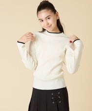 KJFAD41029 a.v.v KIDS(アー・ヴェ・ヴェ) [130-160]配色プチハイリブニット アイボリー