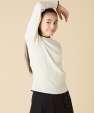 KJFAD41029 a.v.v KIDS(アー・ヴェ・ヴェ) [130-160]配色プチハイリブニット アイボリー