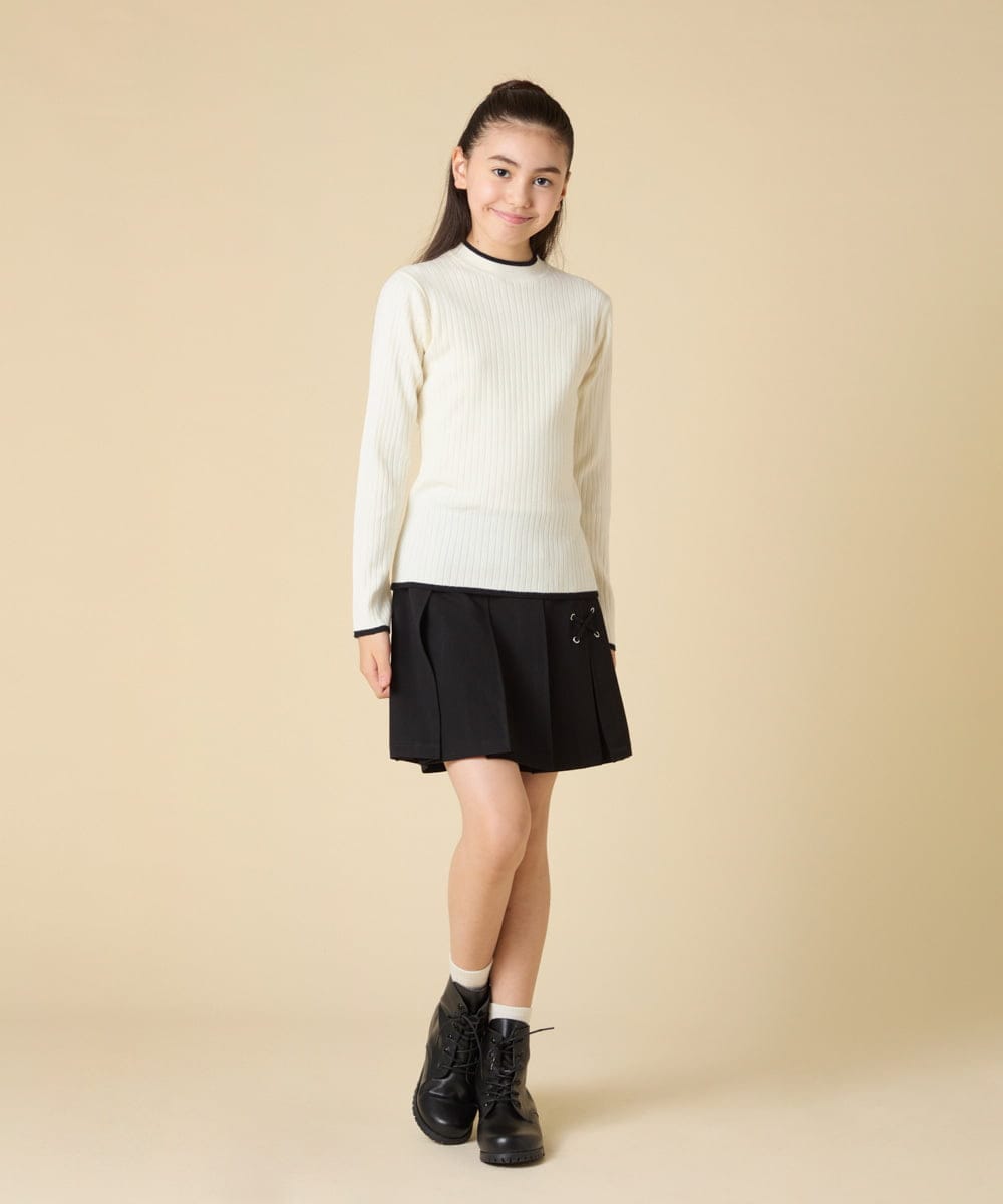 KJFAD41029 a.v.v KIDS(アー・ヴェ・ヴェ) [130-160]配色プチハイリブニット アイボリー