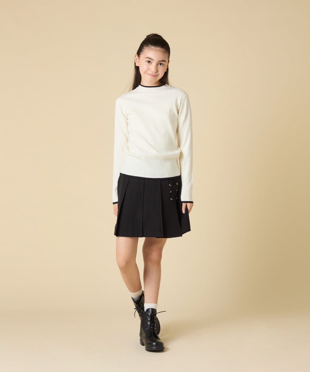 KJFAD41029 a.v.v KIDS(アー・ヴェ・ヴェ) [130-160]配色プチハイリブニット アイボリー