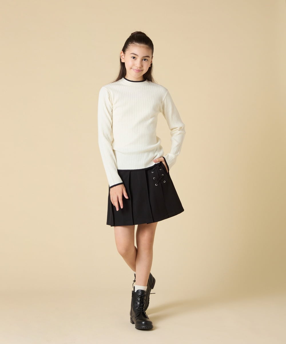 KJFAD41029 a.v.v KIDS(アー・ヴェ・ヴェ) [130-160]配色プチハイリブニット アイボリー