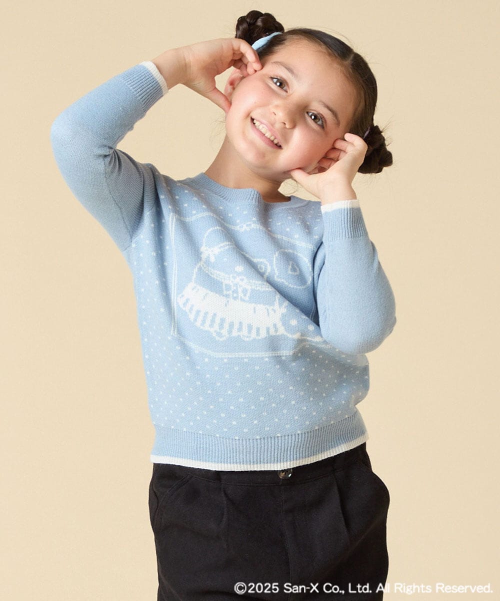 KJFAD80039 a.v.v KIDS(アー・ヴェ・ヴェ) [100-140]すみっコぐらしジャカードニット ライトブルー