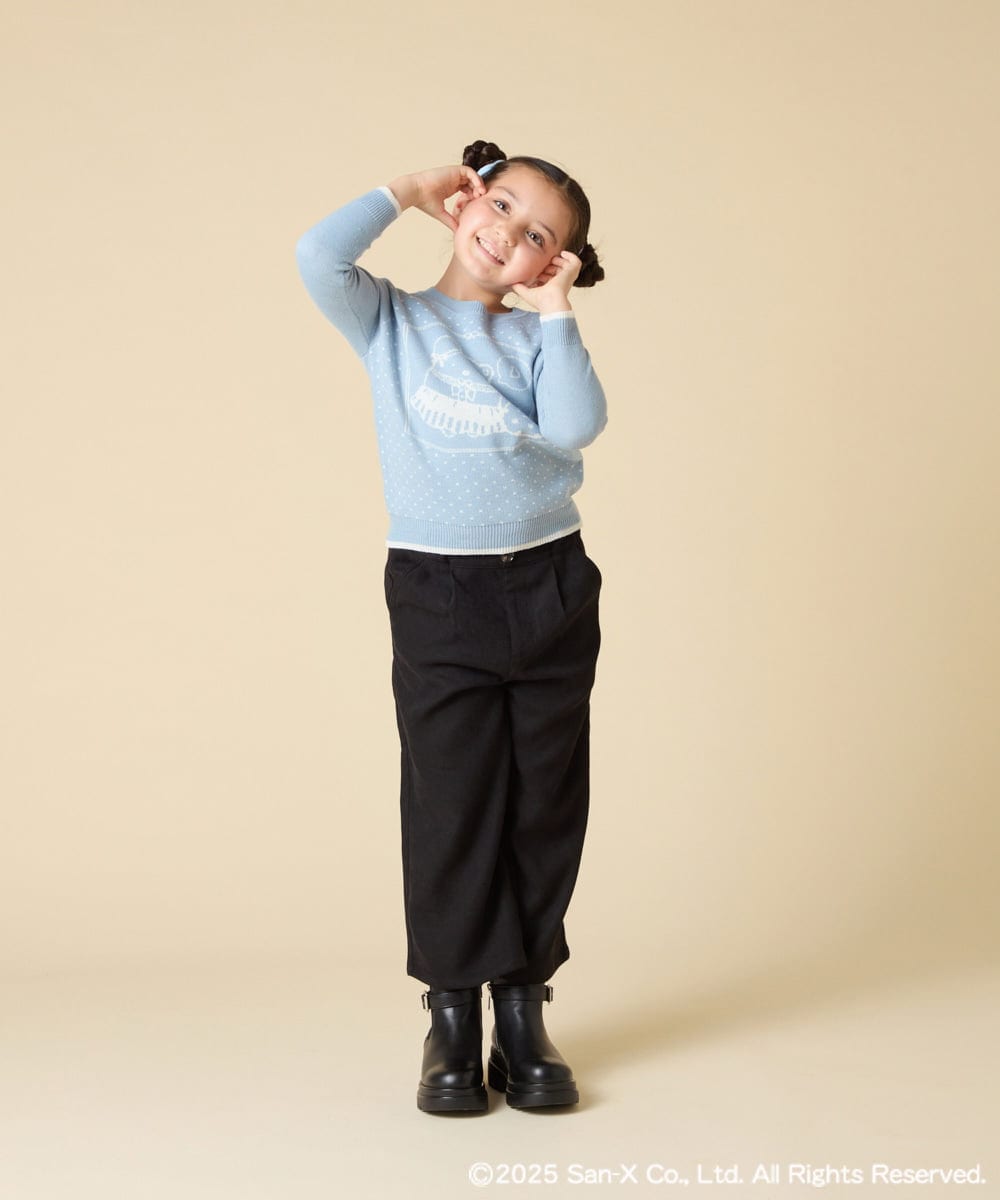 KJFAD80039 a.v.v KIDS(アー・ヴェ・ヴェ) [100-140]すみっコぐらしジャカードニット ライトブルー