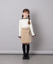 KJFAG04034 a.v.v KIDS(アー・ヴェ・ヴェ) [130-160]【手洗い】配色フリル付リブニット アイボリー
