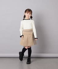 KJFAG04034 a.v.v KIDS(アー・ヴェ・ヴェ) [130-160]【手洗い】配色フリル付リブニット アイボリー