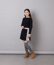 KJFAG04034 a.v.v KIDS(アー・ヴェ・ヴェ) [130-160]【手洗い】配色フリル付リブニット ブラック