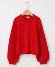 KJFAG10029 a.v.v KIDS(アー・ヴェ・ヴェ) [100-130]ケーブルハイネックニット[WEB限定サイズ] レッド