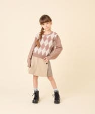 KJFAG11044 a.v.v KIDS(アー・ヴェ・ヴェ) [120-150]【ママとお揃いコーデが叶う】アーガイルニット ベージュ