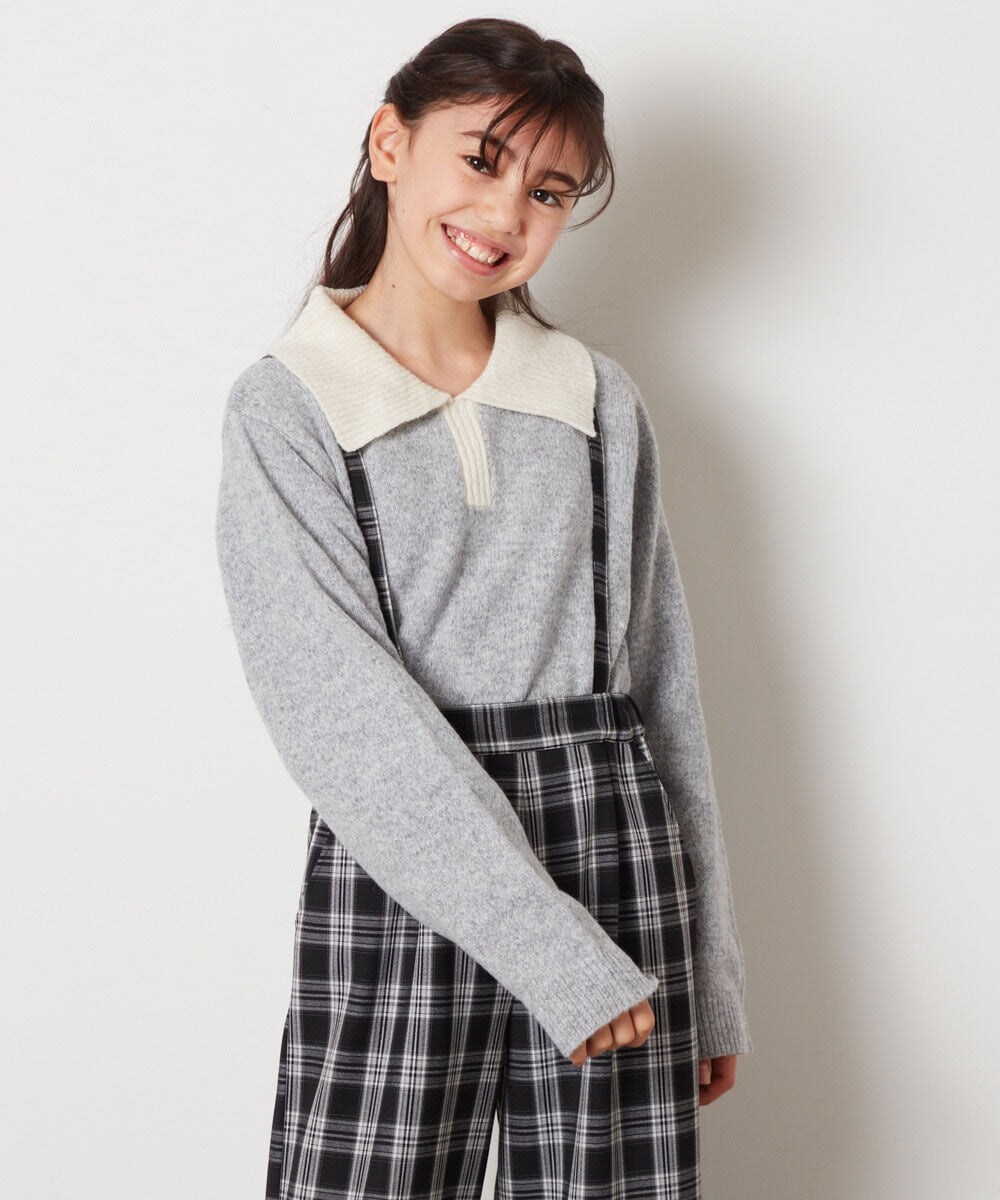 KJFBB66034 a.v.v KIDS(アー・ヴェ・ヴェ) [140-150]襟付きバイカラーニット ライトブルー