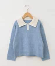 KJFBB66034 a.v.v KIDS(アー・ヴェ・ヴェ) [140-150]襟付きバイカラーニット ライトブルー