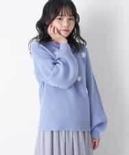KJFCQ10039 a.v.v KIDS(アー・ヴェ・ヴェ) [140-150]フラワー刺繍ニット ライトブルー
