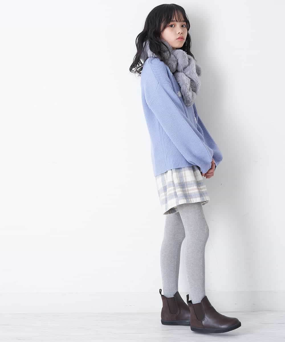 KJFCQ10039 a.v.v KIDS(アー・ヴェ・ヴェ) [140-150]フラワー刺繍ニット ライトブルー