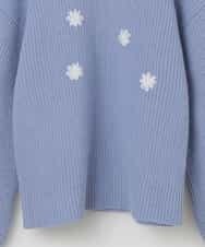 KJFCQ10039 a.v.v KIDS(アー・ヴェ・ヴェ) [140-150]フラワー刺繍ニット ライトブルー