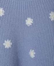 KJFCQ10039 a.v.v KIDS(アー・ヴェ・ヴェ) [140-150]フラワー刺繍ニット ライトブルー