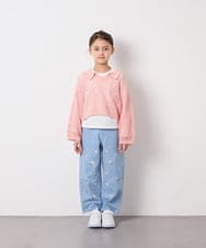 KJFED30044 a.v.v KIDS(アー・ヴェ・ヴェ) [120-160][セット]襟付きメッシュニットレイヤードトップス コーラルピンク