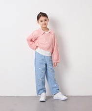 KJFED30044 a.v.v KIDS(アー・ヴェ・ヴェ) [120-160][セット]襟付きメッシュニットレイヤードトップス コーラルピンク