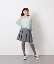 KJFED30044 a.v.v KIDS(アー・ヴェ・ヴェ) [120-160][セット]襟付きメッシュニットレイヤードトップス グリーン