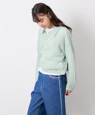 KJFED30044 a.v.v KIDS(アー・ヴェ・ヴェ) [120-160][セット]襟付きメッシュニットレイヤードトップス グリーン