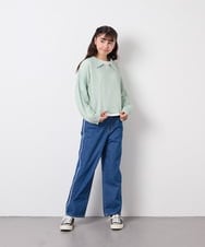 KJFED30044 a.v.v KIDS(アー・ヴェ・ヴェ) [120-160][セット]襟付きメッシュニットレイヤードトップス グリーン