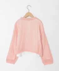 KJFED30044 a.v.v KIDS(アー・ヴェ・ヴェ) [120-160][ママとお揃いコーデが叶う]襟付きメッシュニットレイヤードトップス コーラルピンク