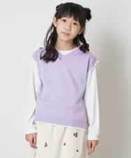 KJFEP30034 a.v.v KIDS(アー・ヴェ・ヴェ) [100-130]【洗濯機で洗える】Vネックニットベスト&長袖Ｔシャツ2点セット ブラック