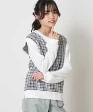 KJFEP30034 a.v.v KIDS(アー・ヴェ・ヴェ) [100-130]【洗濯機で洗える】Vネックニットベスト&長袖Ｔシャツ2点セット ブラック