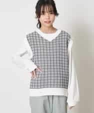 KJFEP30034 a.v.v KIDS(アー・ヴェ・ヴェ) [100-130]【洗濯機で洗える】Vネックニットベスト&長袖Ｔシャツ2点セット ブラック